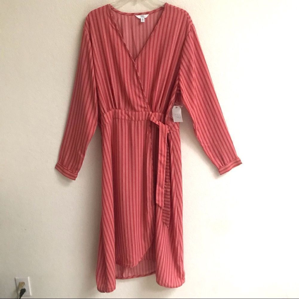 NWT Time and Tru striped wrap midi length dress XXL/20‎